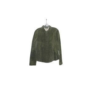Co & Eddy Washable Suede Jacket Snap Front Green Retro Size L